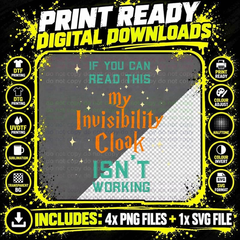 My Invisibility Cloak Isn't Working Book Reading Png SVG Digital Bundle