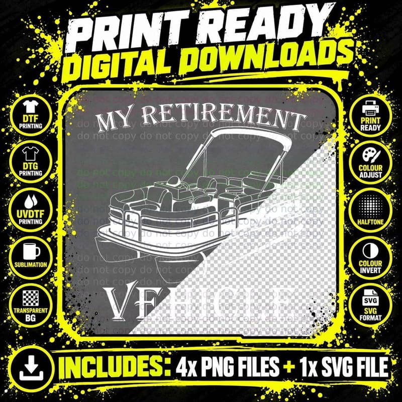 My Retirement Vehicle Funny Captain Boat Lover Pontoon Png SVG Digital Bundle
