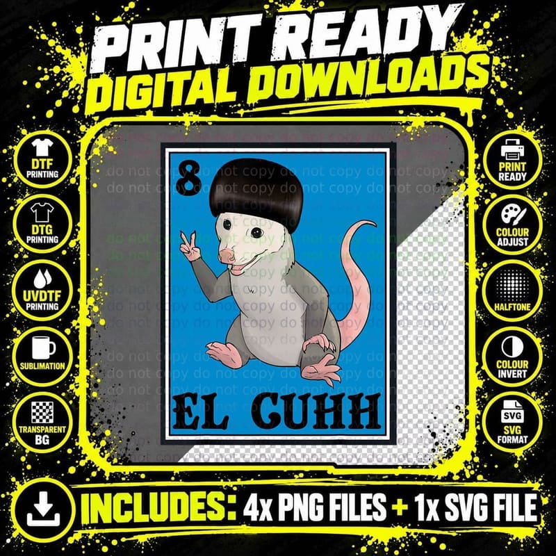 Opossum El Cuhh Takuache Cuh Funny Trash Possum Mexican Png SVG Digital Bundle