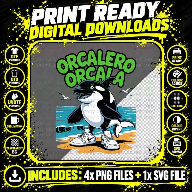 Orca Whale Beach Meme T-Shirt, Funny Animal Print Png SVG Digital Bundle