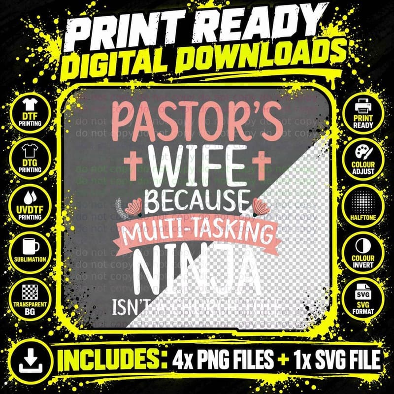 Pastor's Wife Funny Pastor Wife of a Pastor Png SVG Digital Bundle