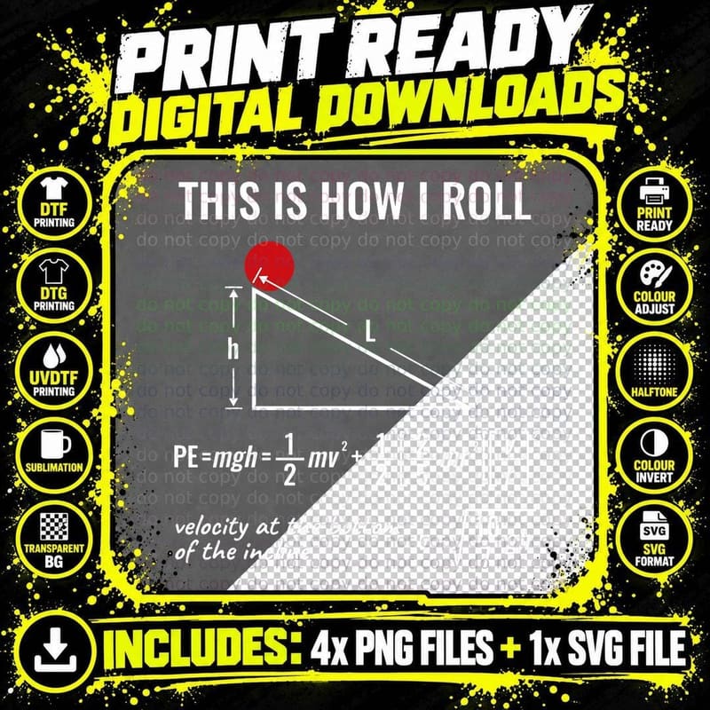 Physics Equation, Funny, This Is How I Roll Png SVG Digital Bundle