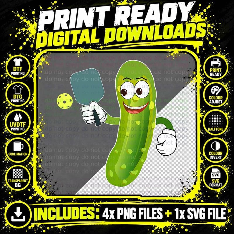 Pickleball Player Outfit Pickle Ball Lover Joke T-Shirt Png SVG Digital Bundle