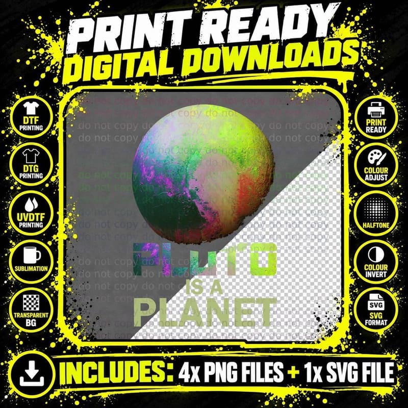 Pluto Is a Planet Never Forget Funny Space Meme Men Png SVG Digital Bundle