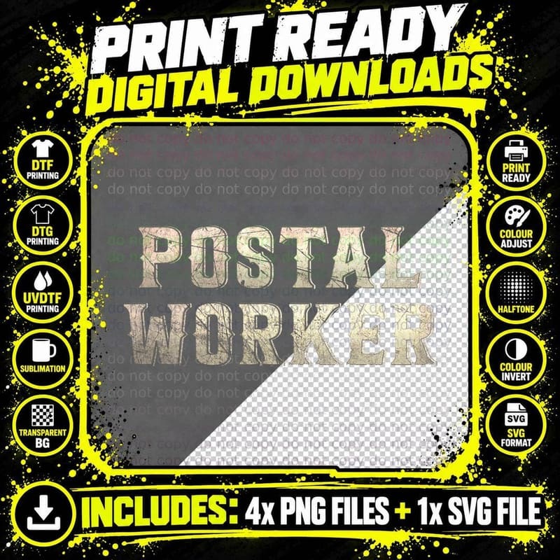 Postal Worker Delivery Service Post Office Funny Mailman Png SVG Digital Bundle