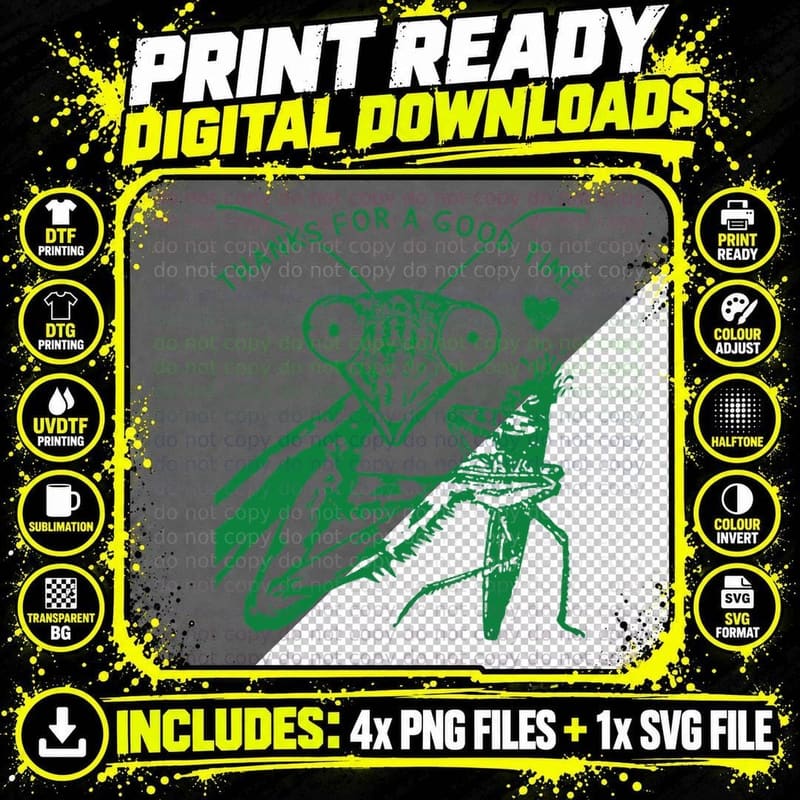 Praying Mantis Cool Graphic Funny Saying Insect Png SVG Digital Bundle