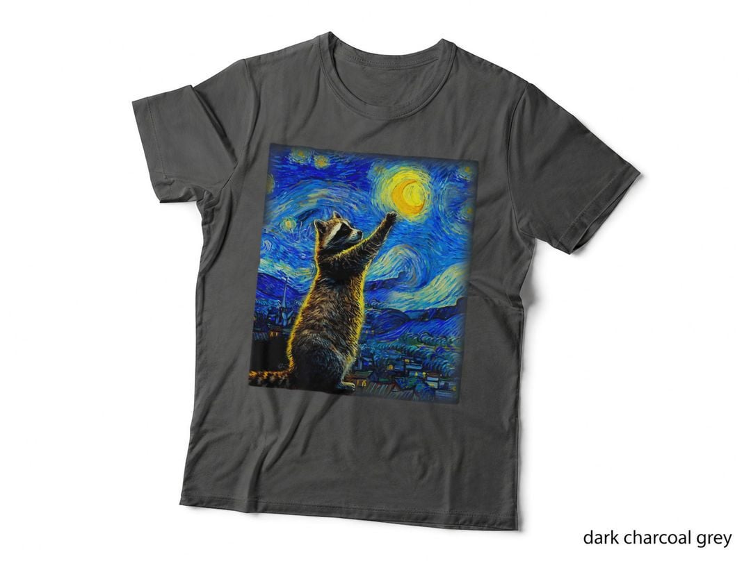 Raccoon Starry Night Painting Van Gogh Funny Raccoon Lover T-Shirt
