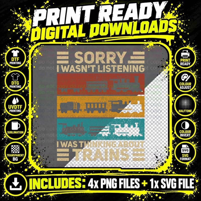 Retro Wagon Train Lover Model Railroad Conductor Funny Png SVG Digital Bundle