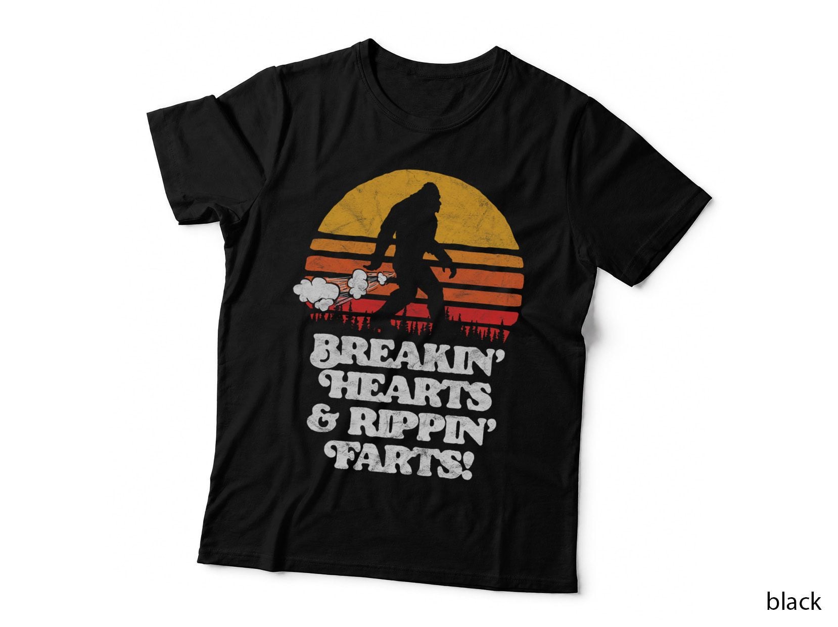 Sasquatch Breakin Hearts & Rippin Farts! Funny Bigfoot Sun T-Shirt