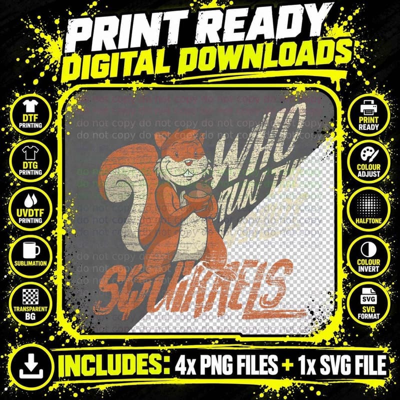 Squirrel T-Shirt, Animal Humor Design, Pet Lover Apparel Png SVG Digital Bundle