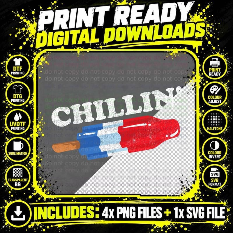 Summer Popsicle Chillin Funny Bomb Retro 80s Pop Gift Png SVG Digital Bundle