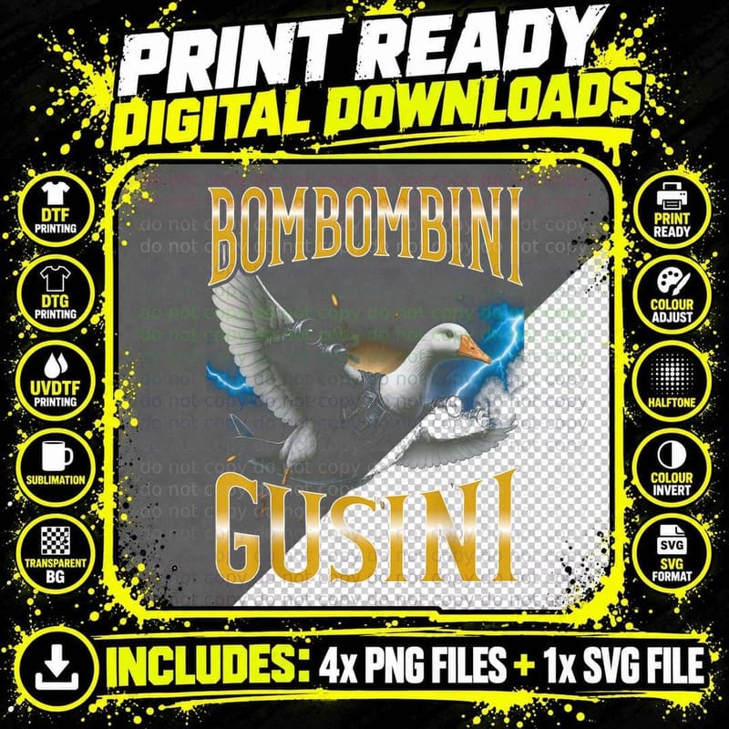 Surreal Italian Brainrot Meme Bombombini Gusini Funny Png SVG Digital Bundle