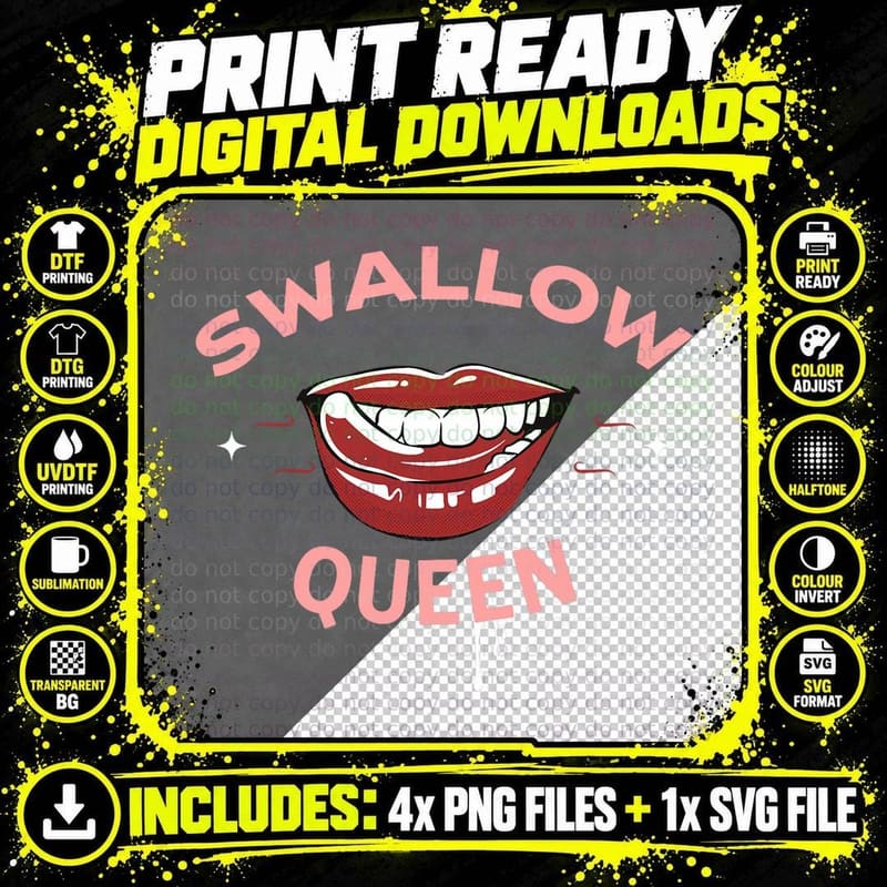Swallow Queen Funny Sex Joke Dirty Adult Humor T-Shirt Png SVG Digital Bundle