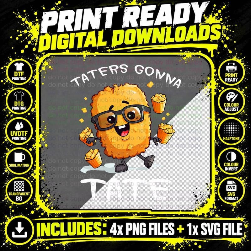 Taters Gonna Tate Funny Potato Squad Vegetarian Tater Png SVG Digital Bundle