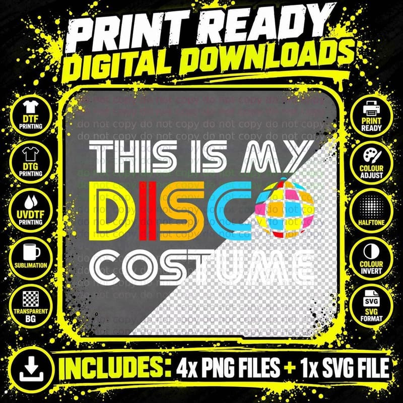 This Is My Disco Costume Funny Disco 70s 80s Party Retro Png SVG Digital Bundle
