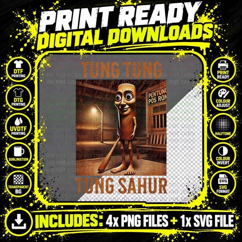 Tung Sahur Italian Brainrot Meme, Funny Meme, Sarcastic Png SVG Digital Bundle