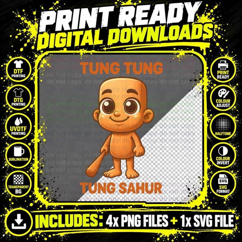 Tung Sahur Italian Brainrot T-Shirt Png SVG Digital Bundle