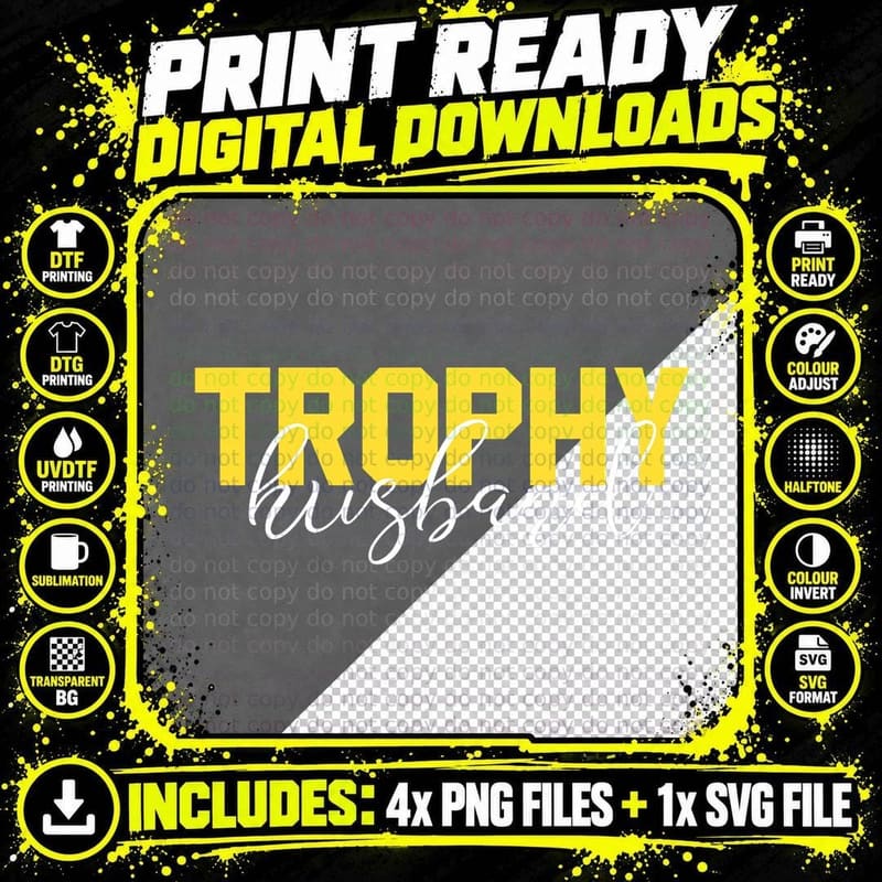 Vintage Funny Trophy Husband Art T-Shirt Png SVG Digital Bundle