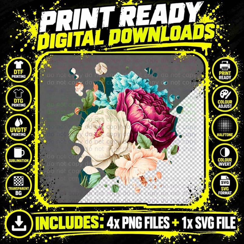 Vintage Rose Inspired Flower Plant Lover Funny Gardening Png SVG Digital Bundle