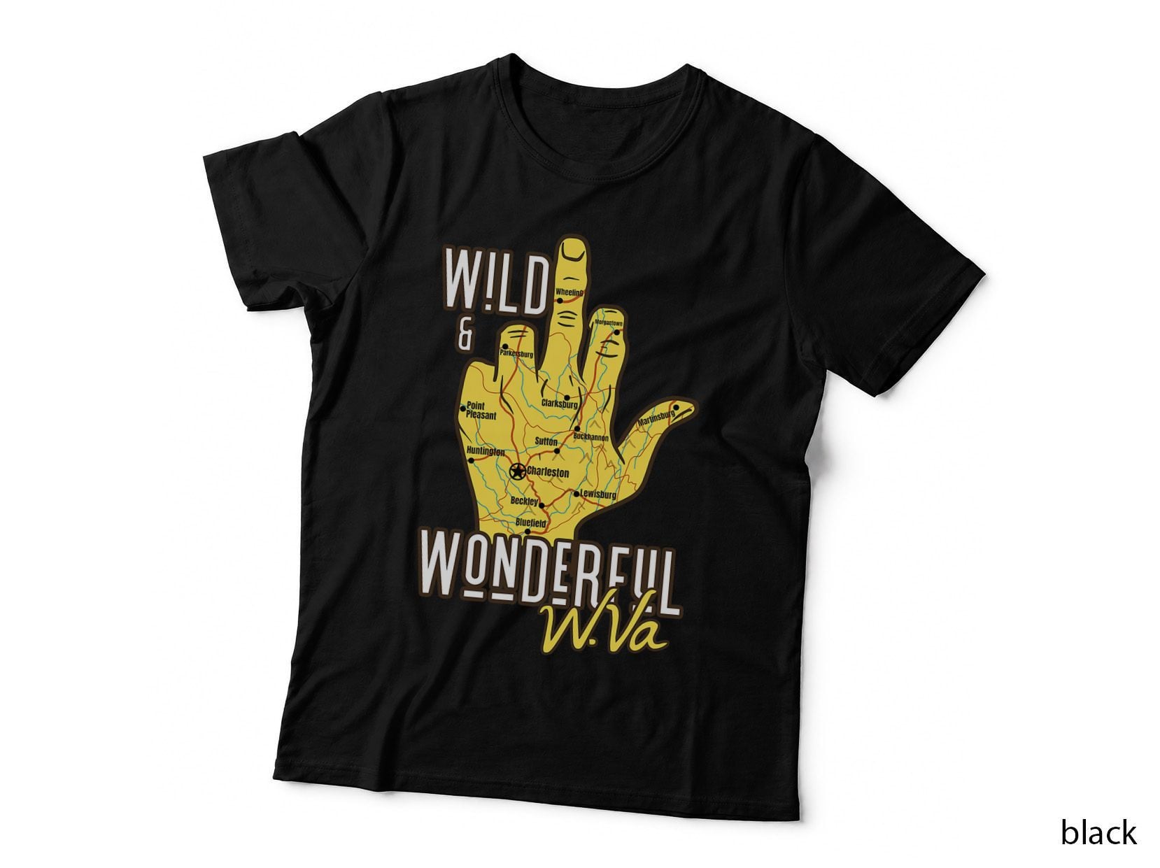West Virginia Map WV Middle Finger Funny WV Souvenir Graphic T-Shirt
