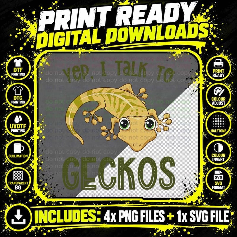 YEP I TALK TO Geckos Funny Gecko Lizard Reptile Lover Png SVG Digital Bundle