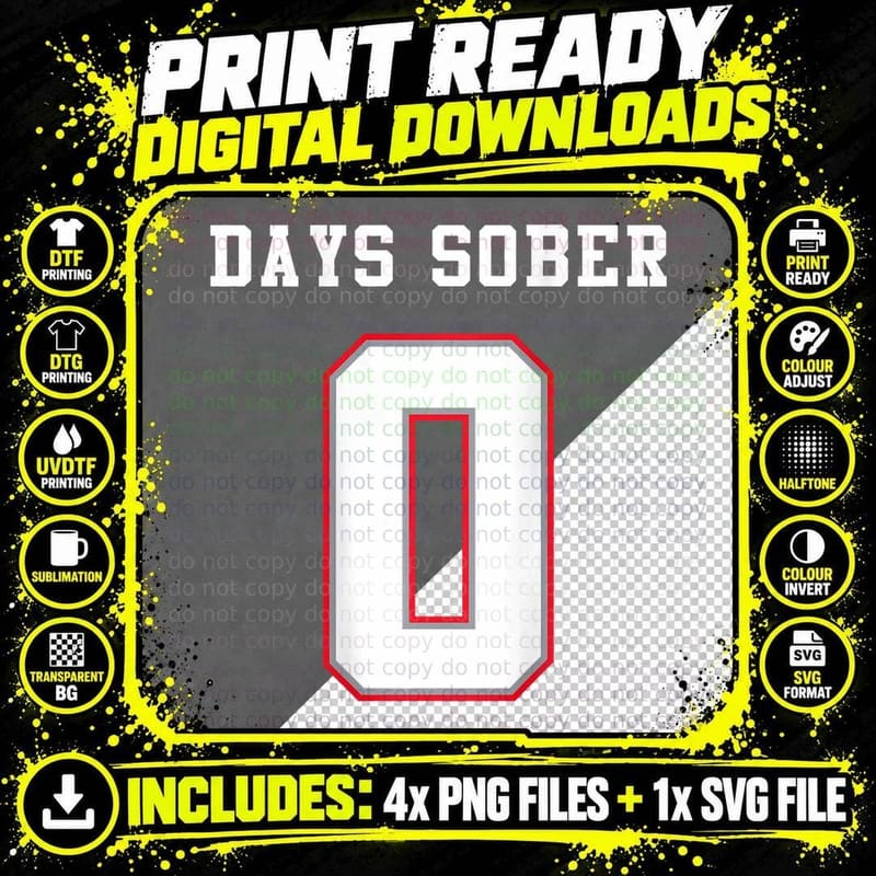 0 DAYS SOBER Jersey Funny Drinking Shirt for Alcohol Png SVG Digital Bundle