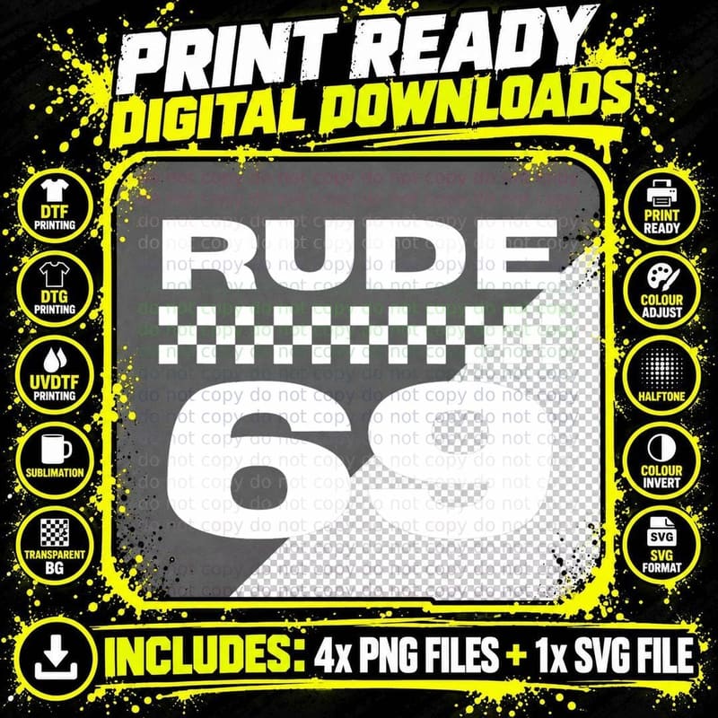 2 Tone Ska Music, Rude 69 T-Shirt Png SVG Digital Bundle