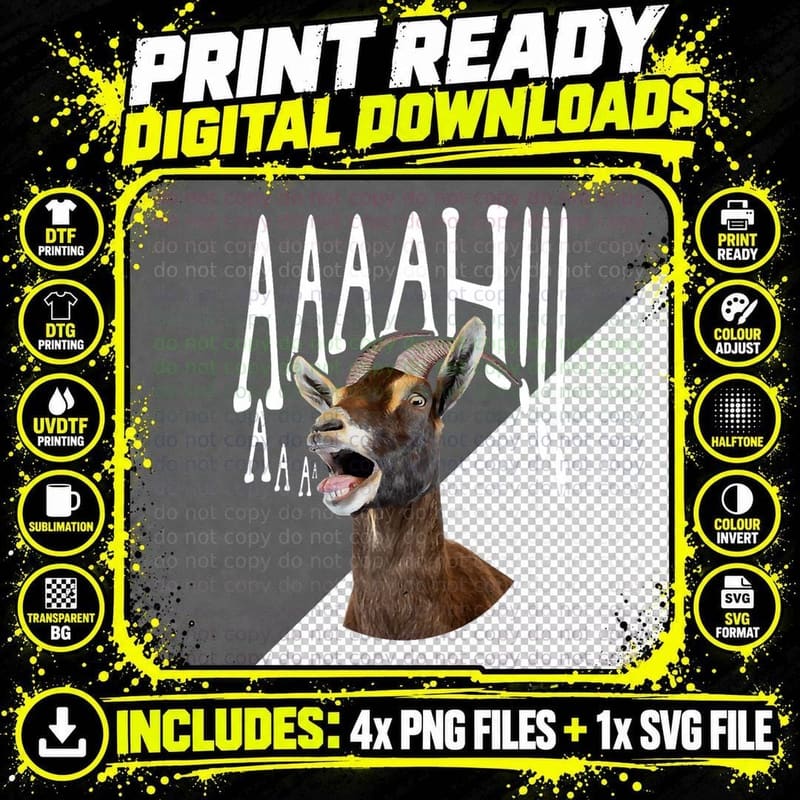Ahhh Screaming Goat Gift Funny Goat Lover Screaming Goat Png SVG Digital Bundle