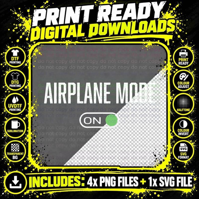 Airplane Mode on Travel Pilot Funny Gift T-Shirt Png SVG Digital Bundle