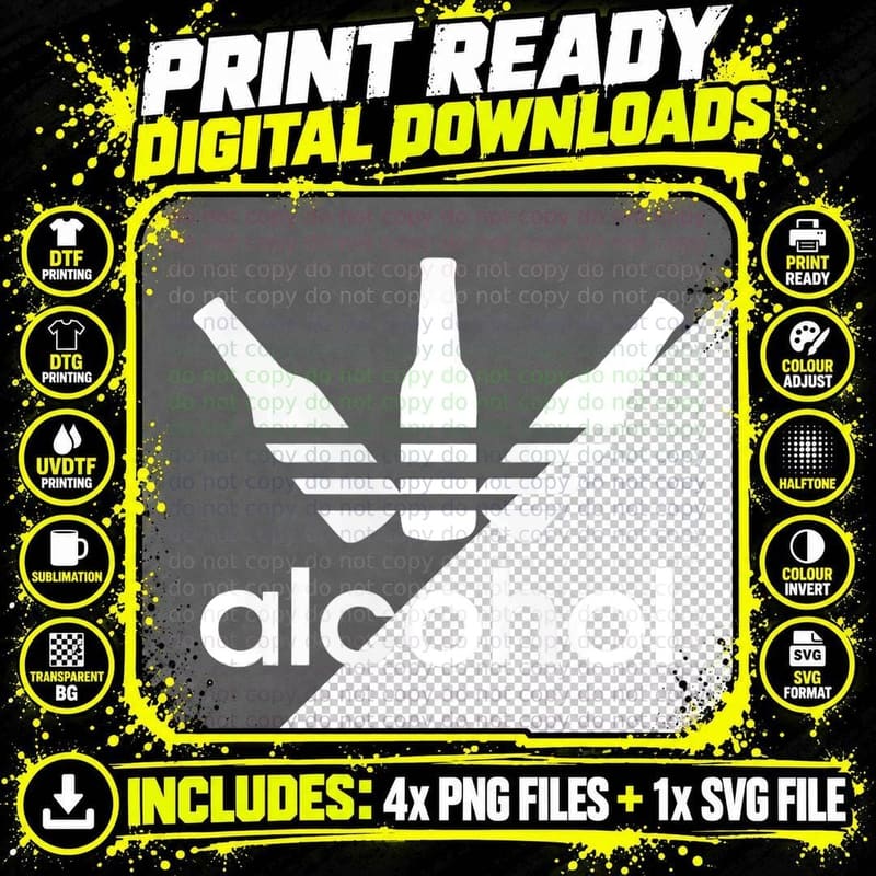 Alcohol Shirt, Sports Brand Logo Outfit Funny Parody Png SVG Digital Bundle