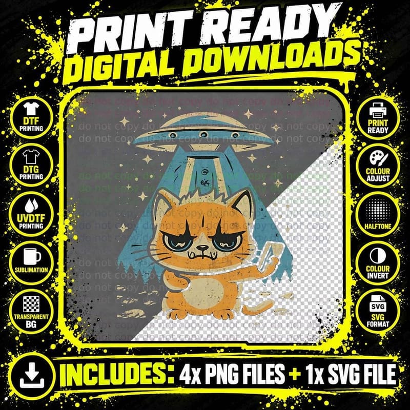 Alien Abduction Animal T-Shirt, Funny Novelty Gift Png SVG Digital Bundle