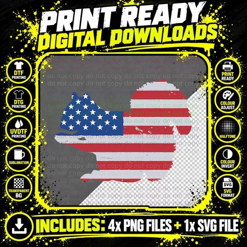 America Flag Squirrel Funny Squirrel Lover Retro Vintage Png SVG Digital Bundle
