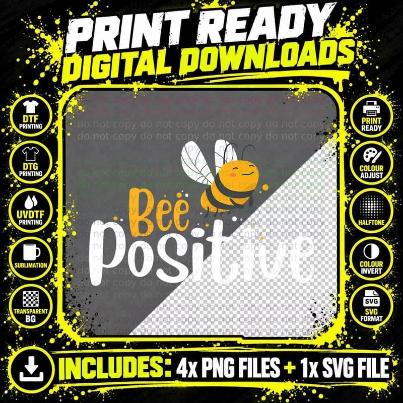 Bee Positive Funny Bee Hive Keeping Apiary Bee Keeper Png SVG Digital Bundle