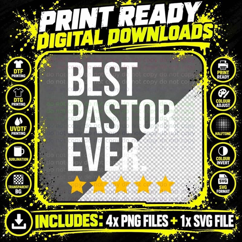 Best Pastor Ever Bishop Funny Priest T-Shirt Png SVG Digital Bundle