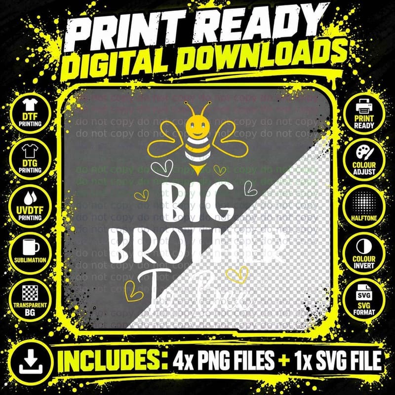 Big Brother to Bee Pregnancy Funny Baby Shower Big Png SVG Digital Bundle