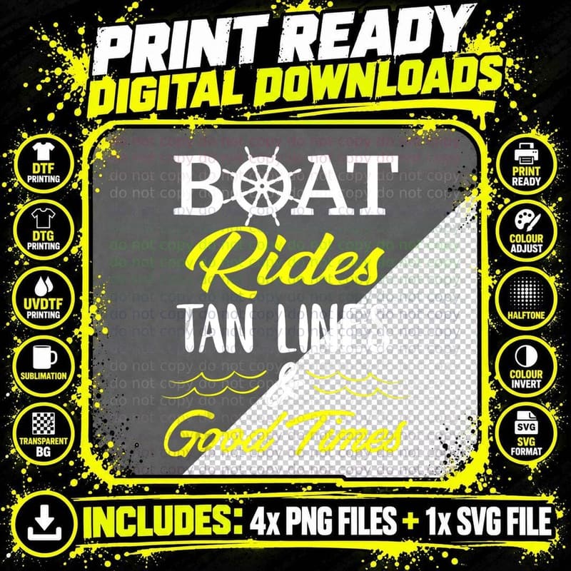 Boat Rides Tan Lines Good Times Funny Boating Png SVG Digital Bundle