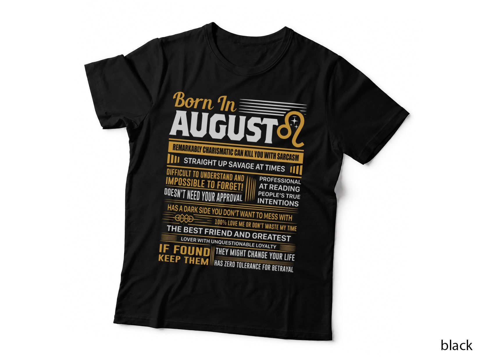 Born in August Leo Funny Birthday Gift Pullover Hoodie T-Shirt