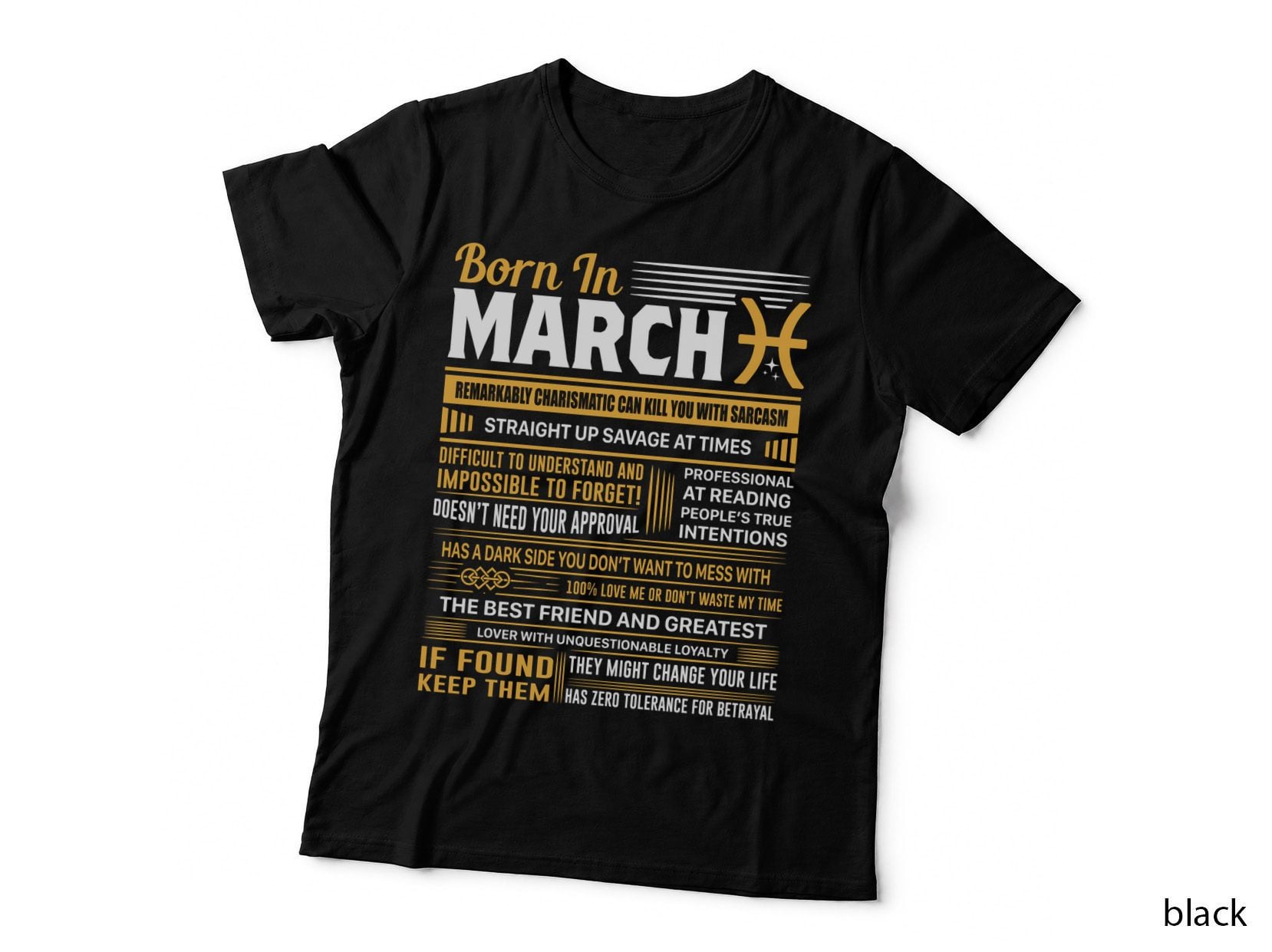 Born in March Pisces Funny Birthday Gift Pullover Hoodie T-Shirt