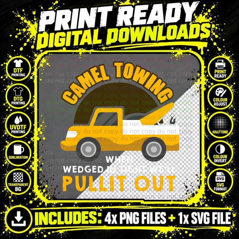 Camel Towing Funny Adult Humor Rude Gift T-Shirt Png SVG Digital Bundle