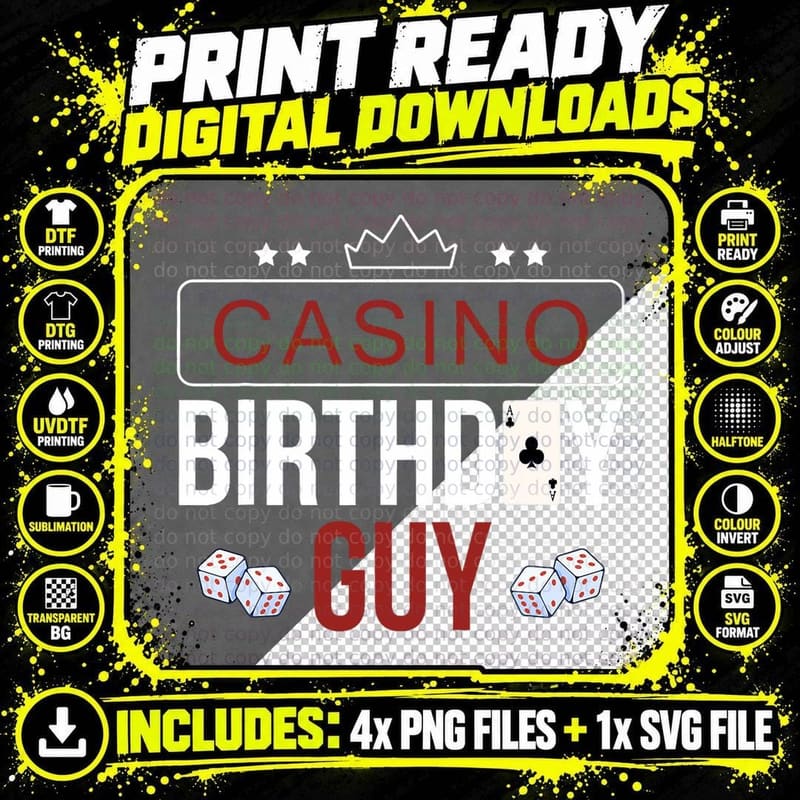 Casino Birthday Guy - Funny Gambling Lover Expert Png SVG Digital Bundle