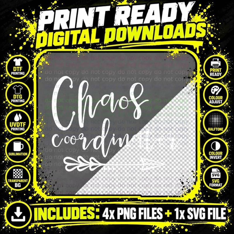 Chaos Coordinator - Funny T-Shirt Png SVG Digital Bundle
