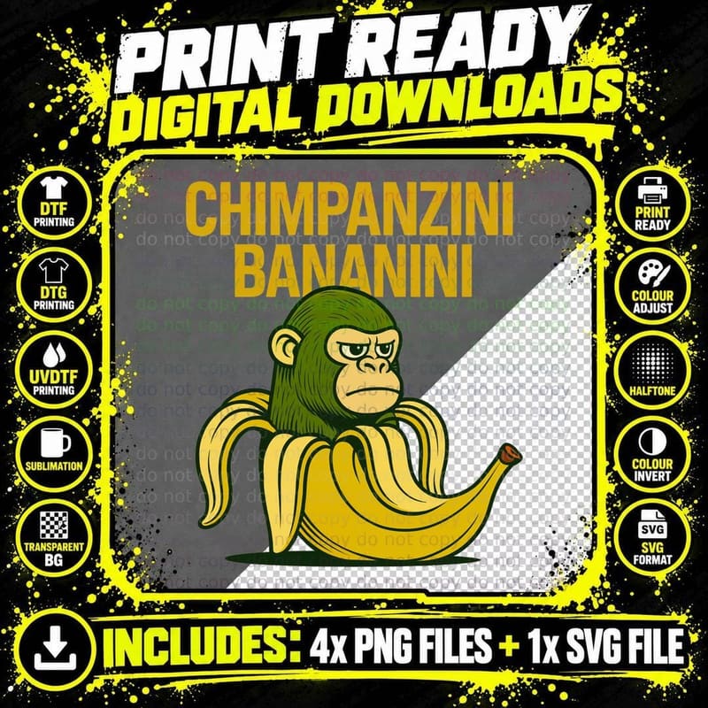 Chimpanzini Bananini Italian Brainrot T-Shirt Png SVG Digital Bundle
