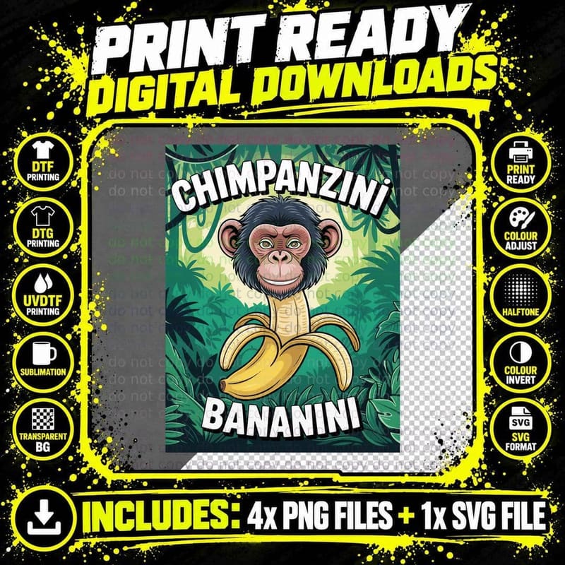 Chimpanzini Bananini Italian Brainrot T-Shirt Png SVG Digital Bundle