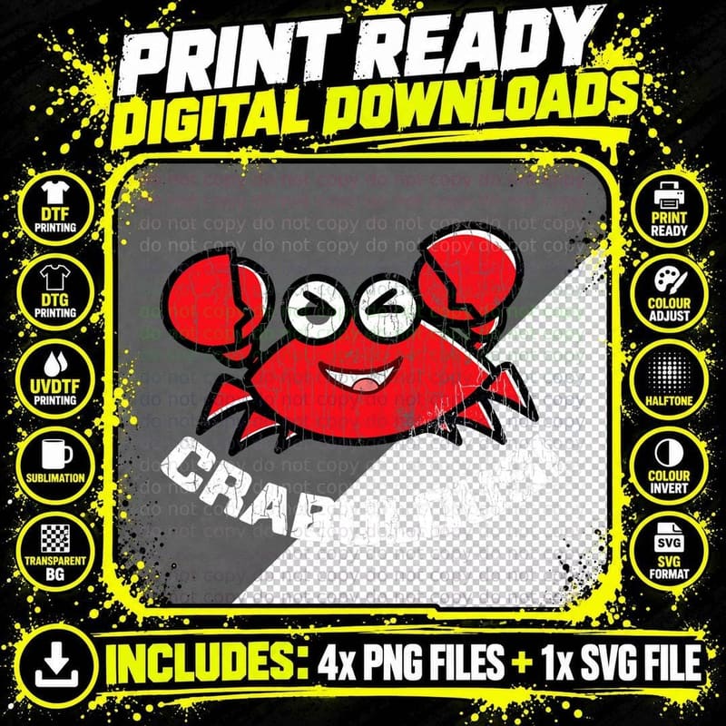 Crabulous Funny Crab Crabbing Crabs Lover Graphic T-Shirt Png SVG Digital Bundle