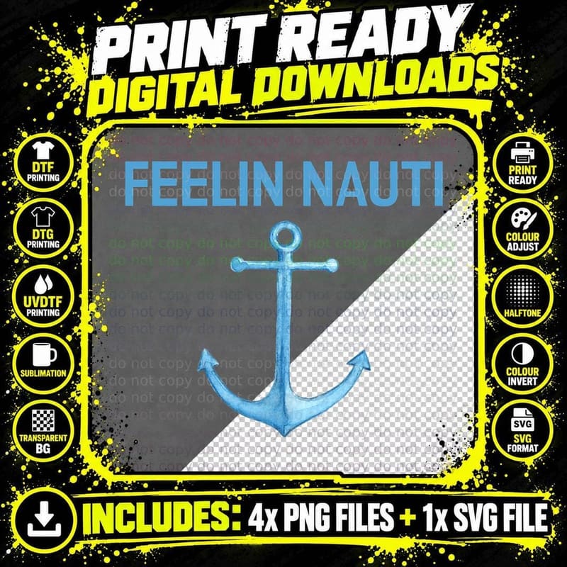Feeling Nauti Funny Sailing Boating T Shirt Gift Png SVG Digital Bundle