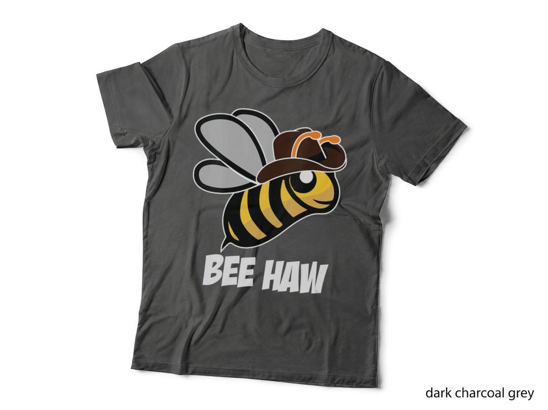 Funny Bee Haw Bumblebee Graphic Cowboy Hat T-Shirt, Humor Tee