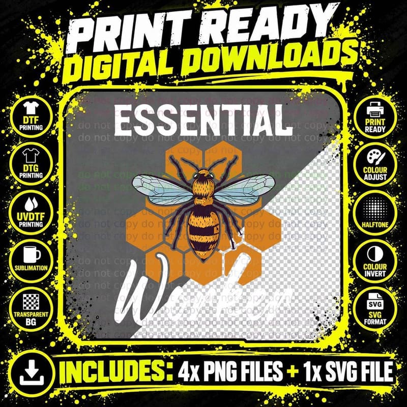 Funny Beekeeping Beekeeper Honey Bees Essential Worker Png SVG Digital Bundle