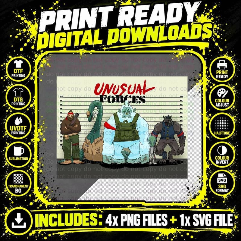 Funny Bigfoot Alien Lochness Monster Werewolf Png SVG Digital Bundle