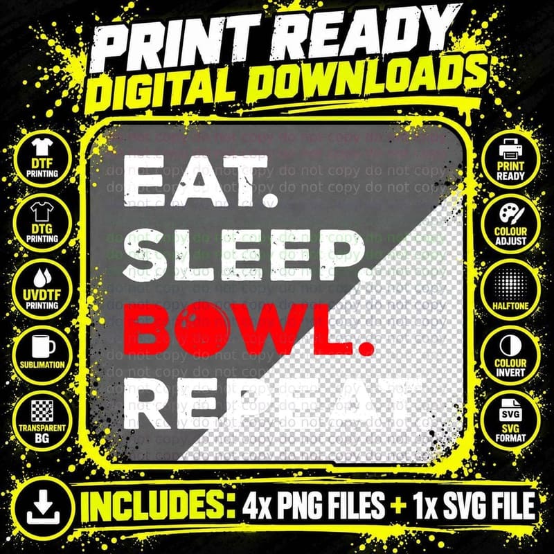Funny Bowling Art for Men Women Kids Bowling Player Png SVG Digital Bundle