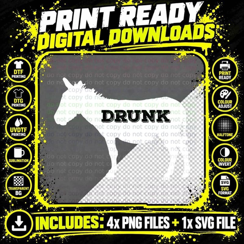 Funny Drunk Ass Shirt - Funny T-Shirt Trendy Donkey Tee Png SVG Digital Bundle
